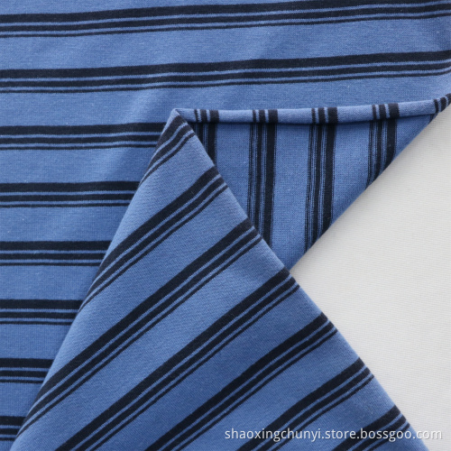Atmungsaktueller hochwertiger Poly65% Cotton35% Streifen Muster Single Jersey Strick -Hemd -Stoff für Männer Frauen